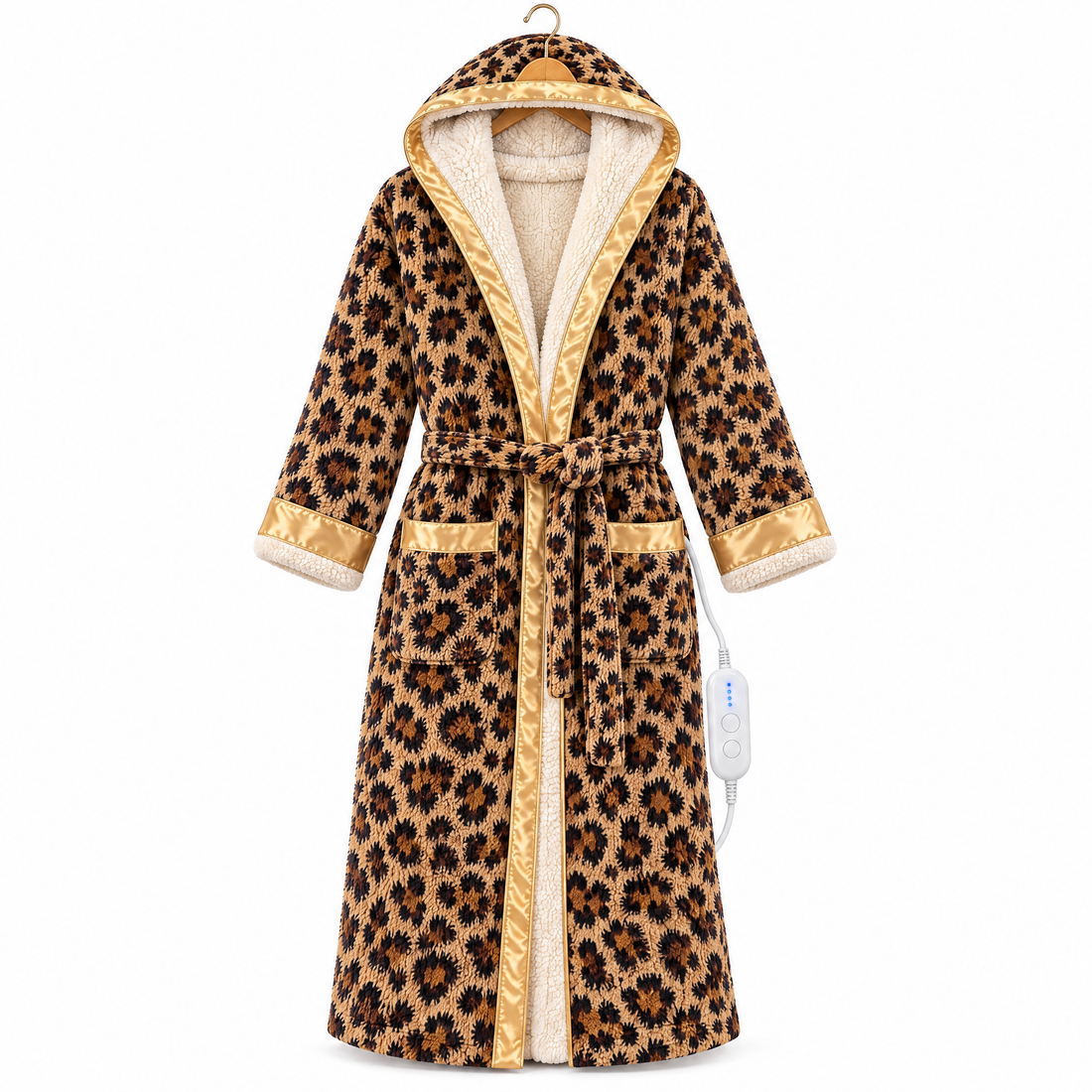 The QUEEN Heated Robe on a hanger