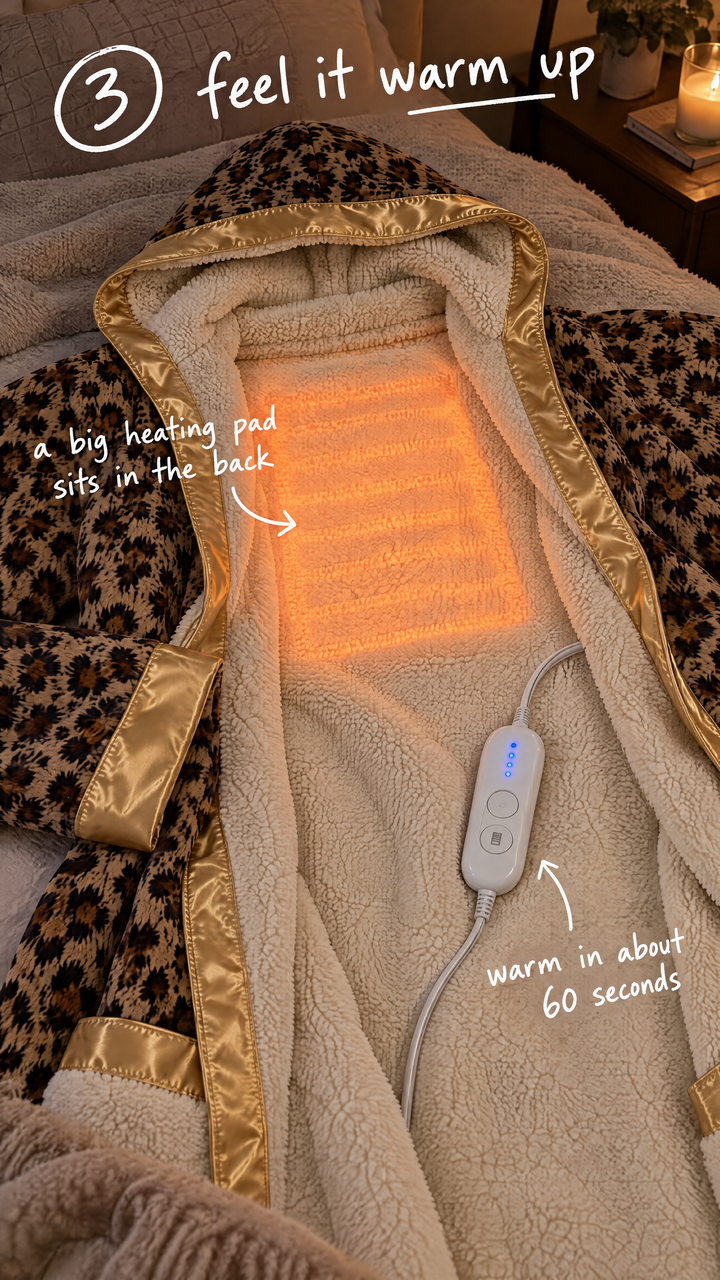 The heating pad glowing inside the robe